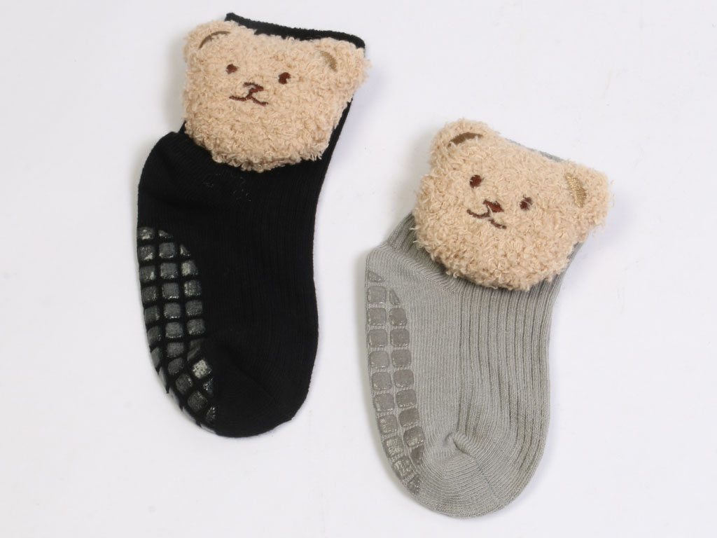 جوراب ساق دار بچگانه استپ دار عروسکی خرس تدی (2-1 سال)
