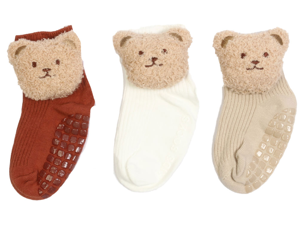 جوراب ساق دار بچگانه استپ دار عروسکی خرس تدی (2-1 سال)