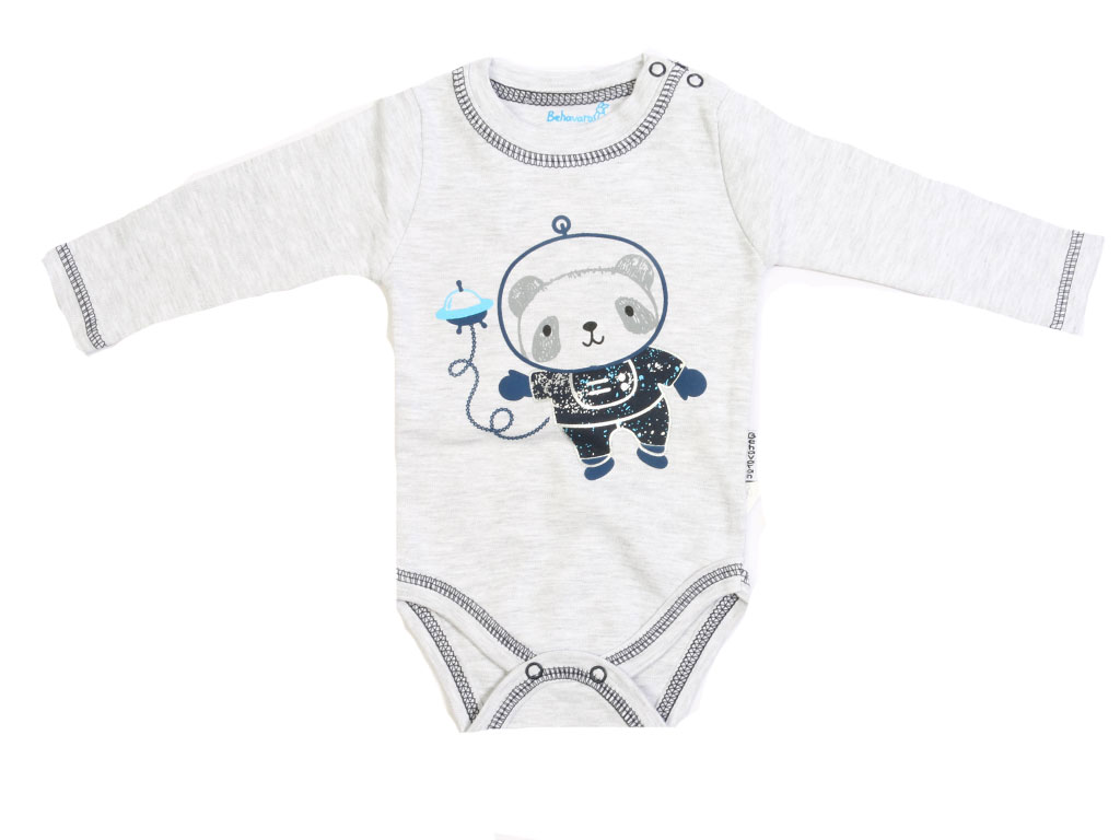 بادی آستین بلند نوزادی پسرانه طرح خرس فضانورد به آوران Behavaran