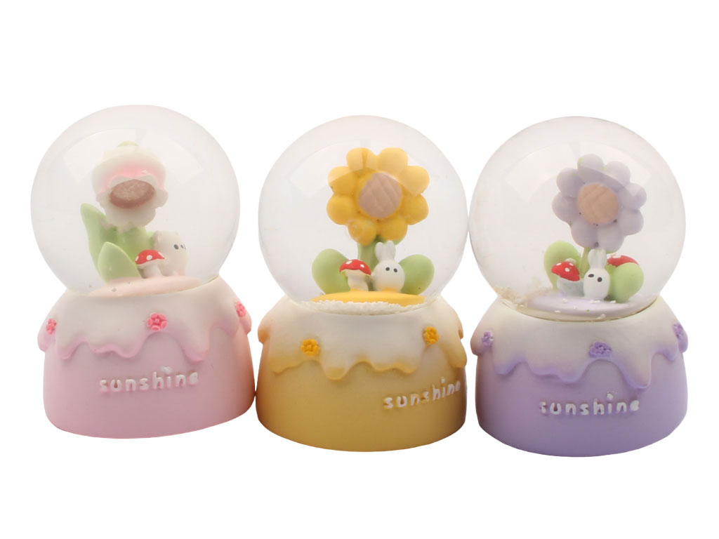 گوی شیشه ای چراغ دار طرح گل سایز کوچک