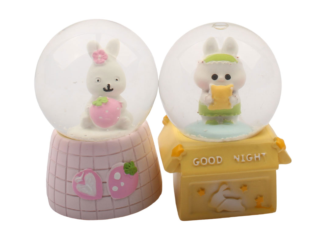 گوی شیشه ای چراغ دار طرح خرگوش سایز کوچک