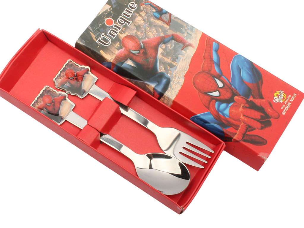 قاشق و چنگال استیل پسرانه مرد عنکبوتی