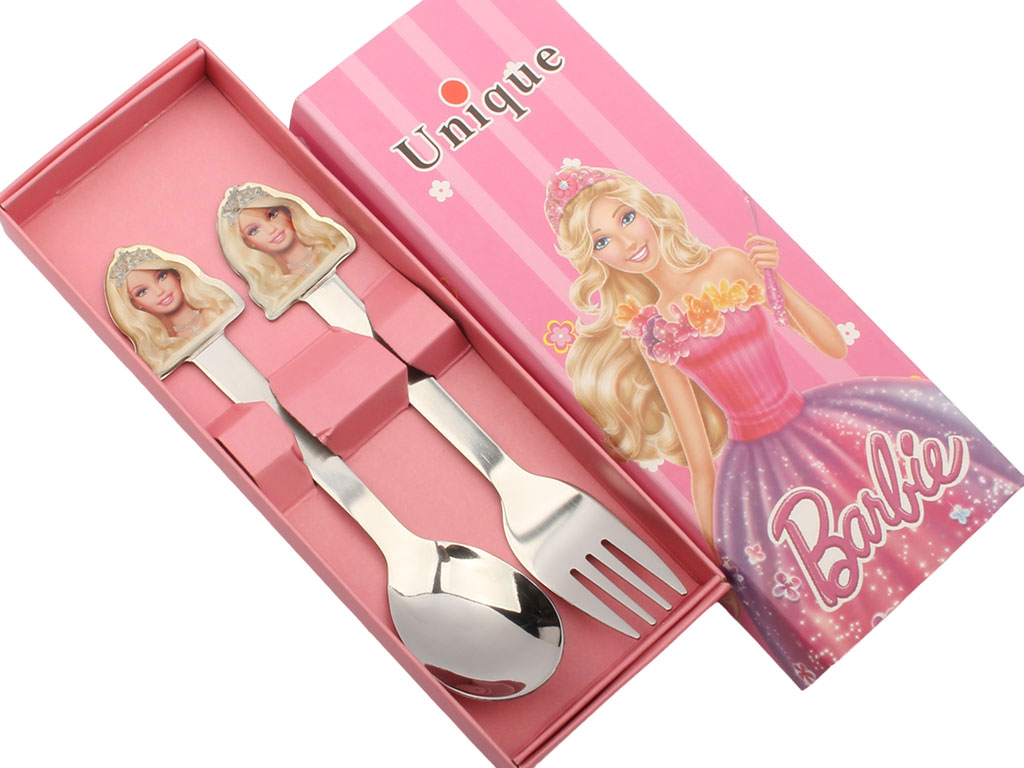 قاشق و چنگال استیل دخترانه طرح دار