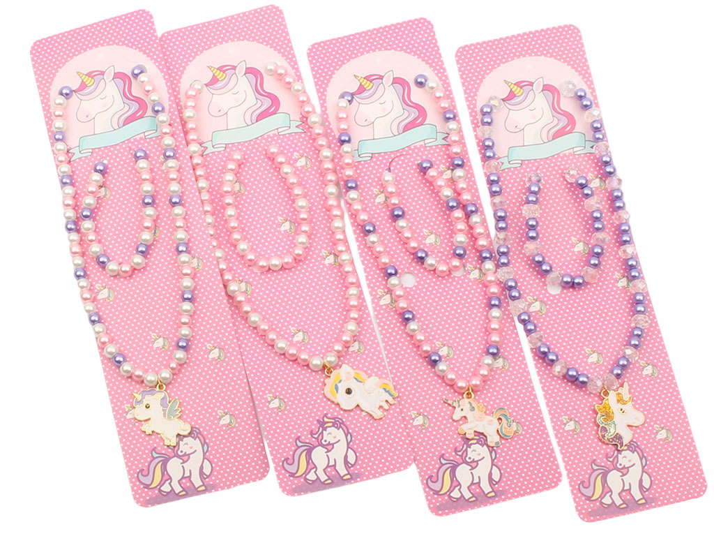 نیم ست مرواریدی دستبند و گردنبند اسب تک شاخ