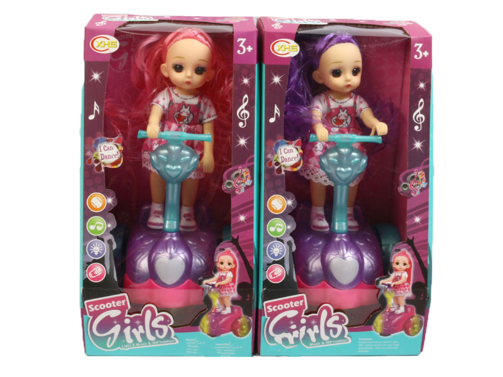 دختر اسکوتر سوار موزیکال و چراغ دار اسباب بازی