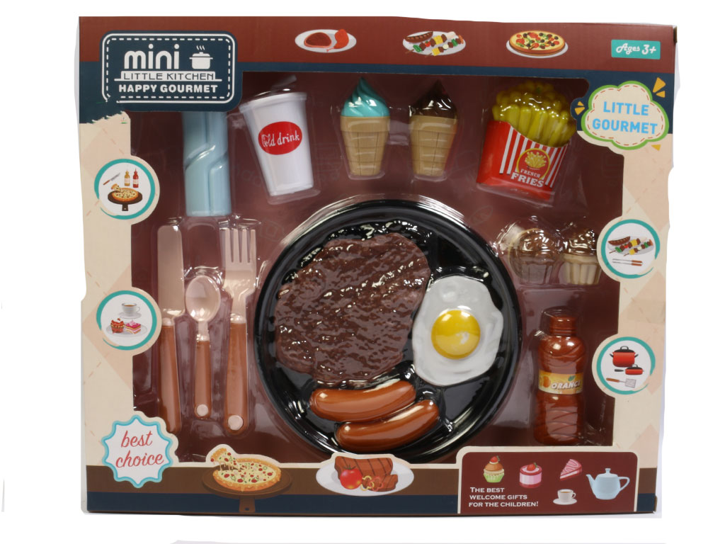 ست استیک و نیمرو به همراه خوراکی های متنوع اسباب بازی