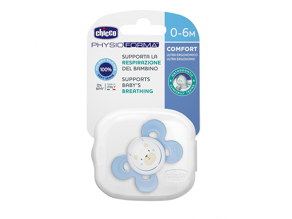 پستانک سیلیکونی ارتودنسی پسرانه مدل فیزیو کامفورت 0 الی 6 ماه چیکو Chicco