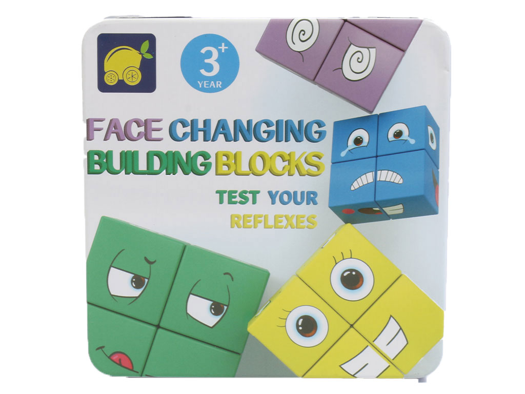 بازی فکری مکعب چوبی تغییر چهره با جعبه فلزی