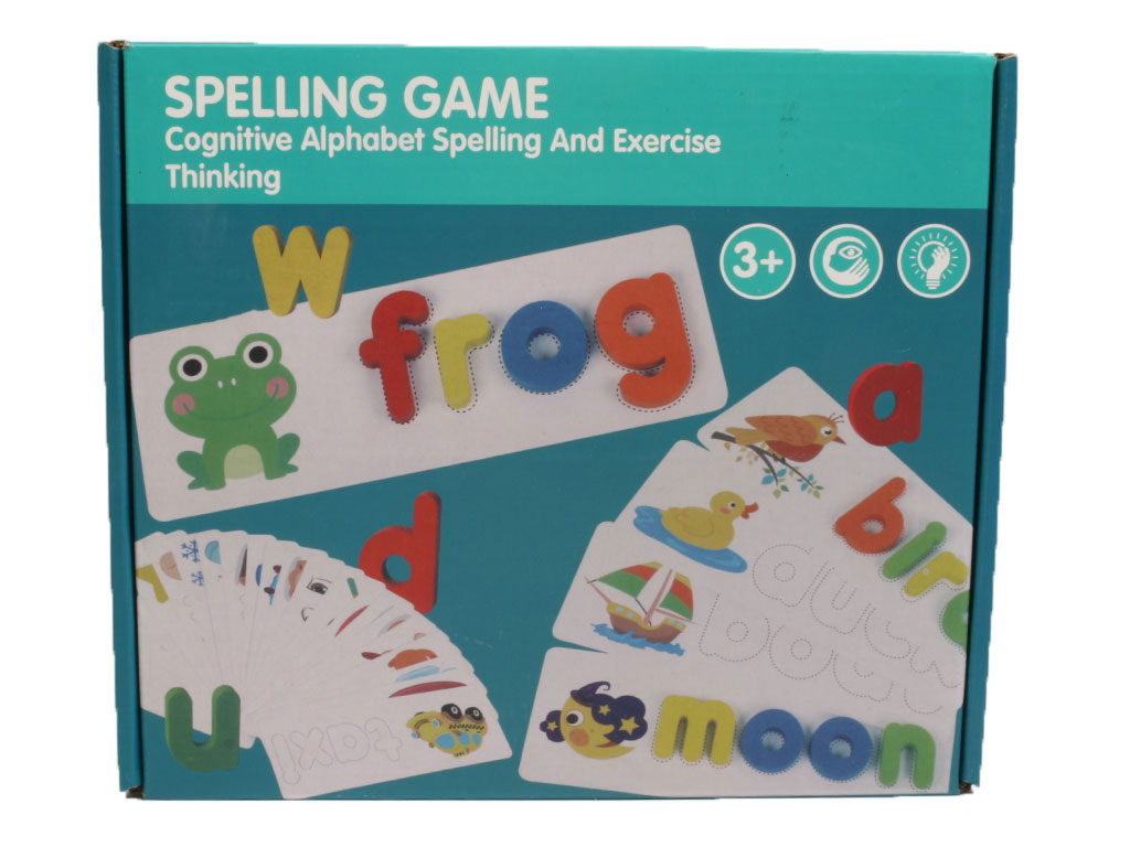 بازی آموزشی جاگذاری حروف الفبای انگلیسی دارای حروف چوبی و فلش کارت