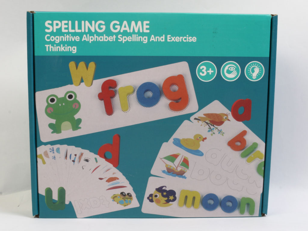 بازی آموزشی جاگذاری حروف الفبای انگلیسی دارای حروف چوبی و فلش کارت