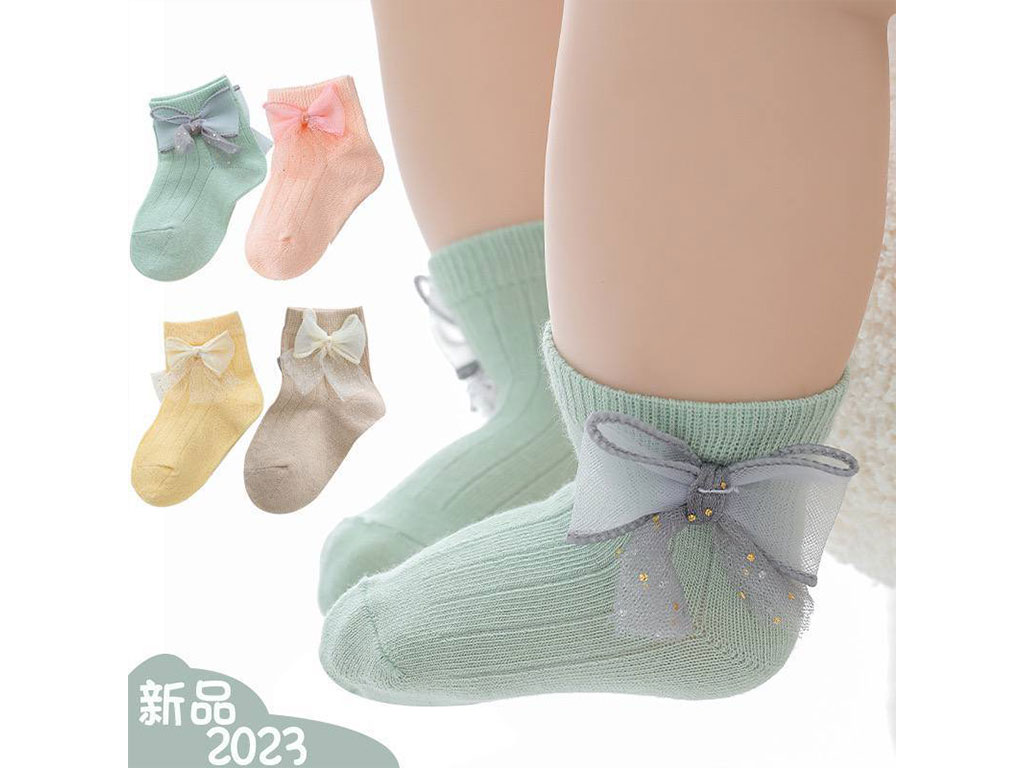 جوراب مچی دخترانه نوزادی پاپیونی