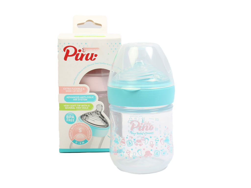شیشه شیر آنتی کولیک 6-0 ماه natural sense مدل slow حجم 150 میلی لیتر پینو بیبی pino baby