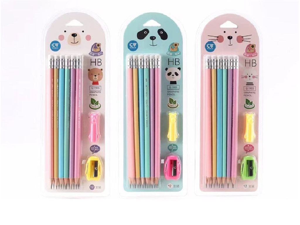 ست 14 عددی مداد پاک کن دار به همراه تراش و سرمدادی