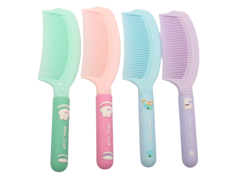 شانه دخترانه با دسته سیلیکونی و طرح برجسته