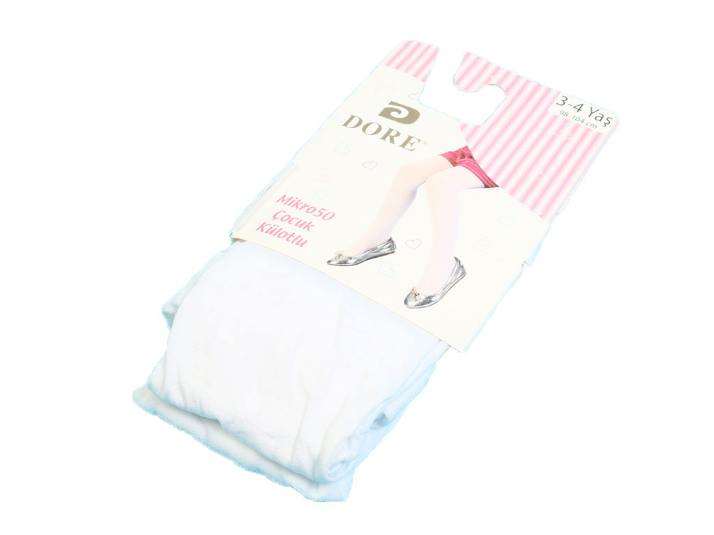 جوراب شلواری دخترانه سفید رنگ تابستانه Dore