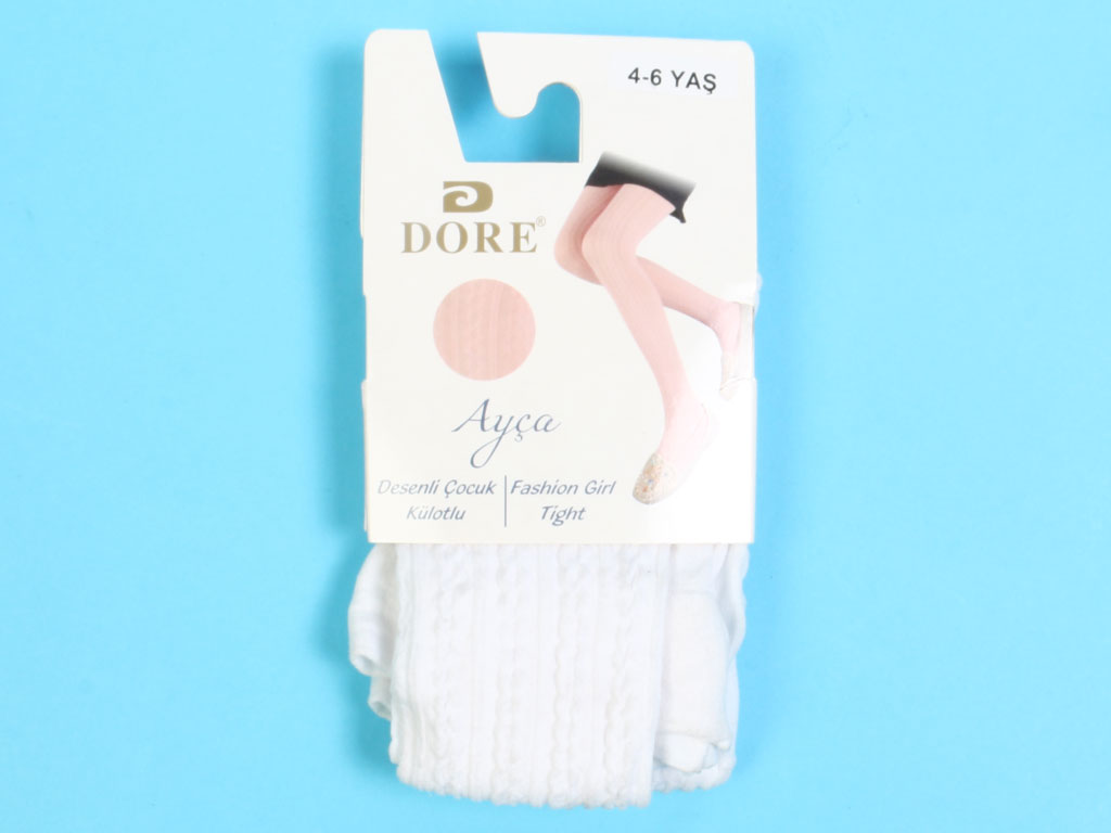 جوراب شلواری دخترانه سفید رنگ تابستانه Dore