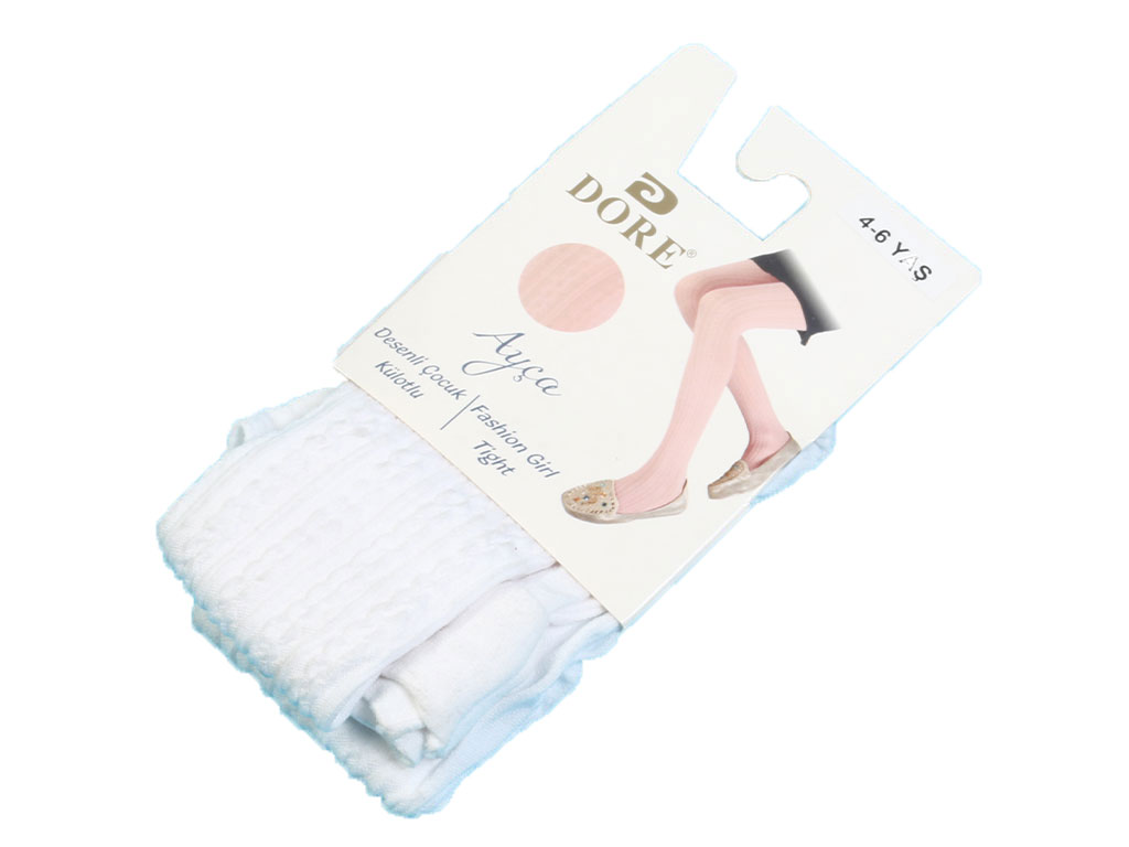 جوراب شلواری دخترانه سفید رنگ تابستانه Dore