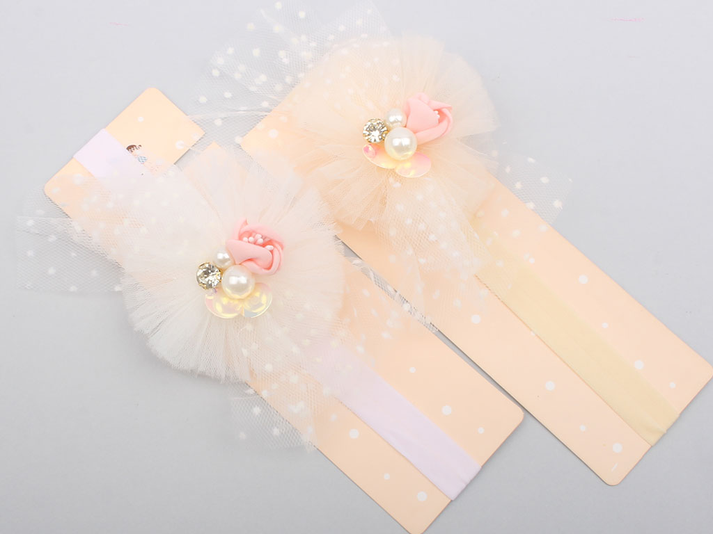 هدبند حریر نوزادی دخترانه با طرح گل