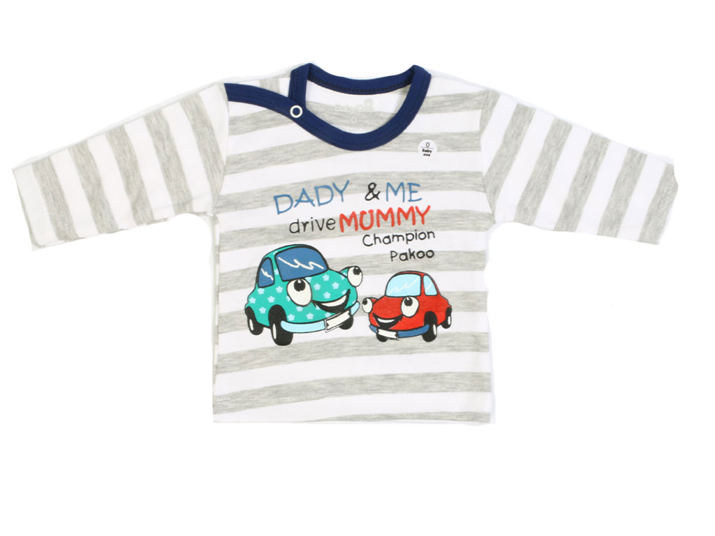 بلوز آستین بلند پسرانه نوزادی طرح ماشین بیبی وان  baby one