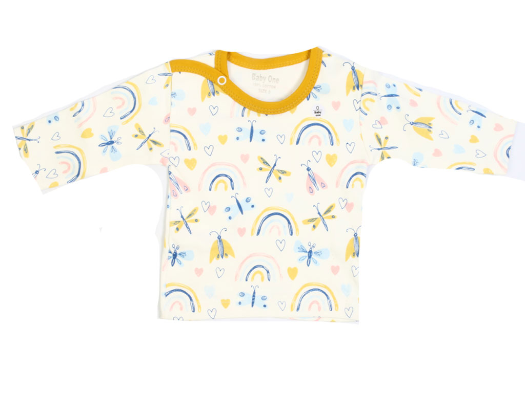 بلوز نوزادی دخترانه طرح سنجاقک بیبی وان baby one