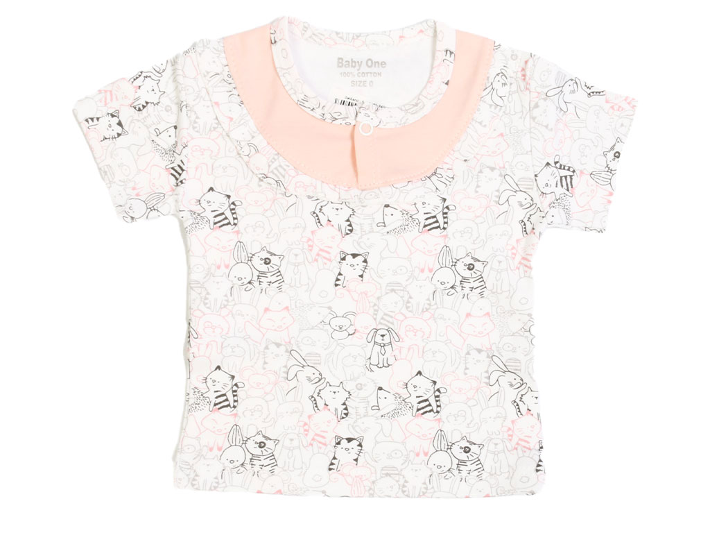 بلوز نوزادی دخترانه طرح حیوانات بیبی وان baby one