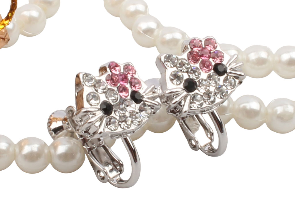 گوشواره کلیپسی نگین دار هلوکیتی Hello Kitty