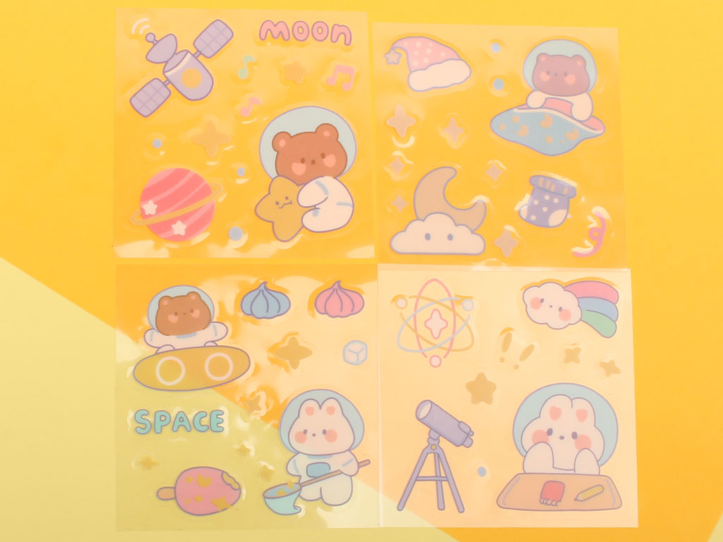 استیکر فانتزی طرح حیوانات و فضانورد (4 عددی)