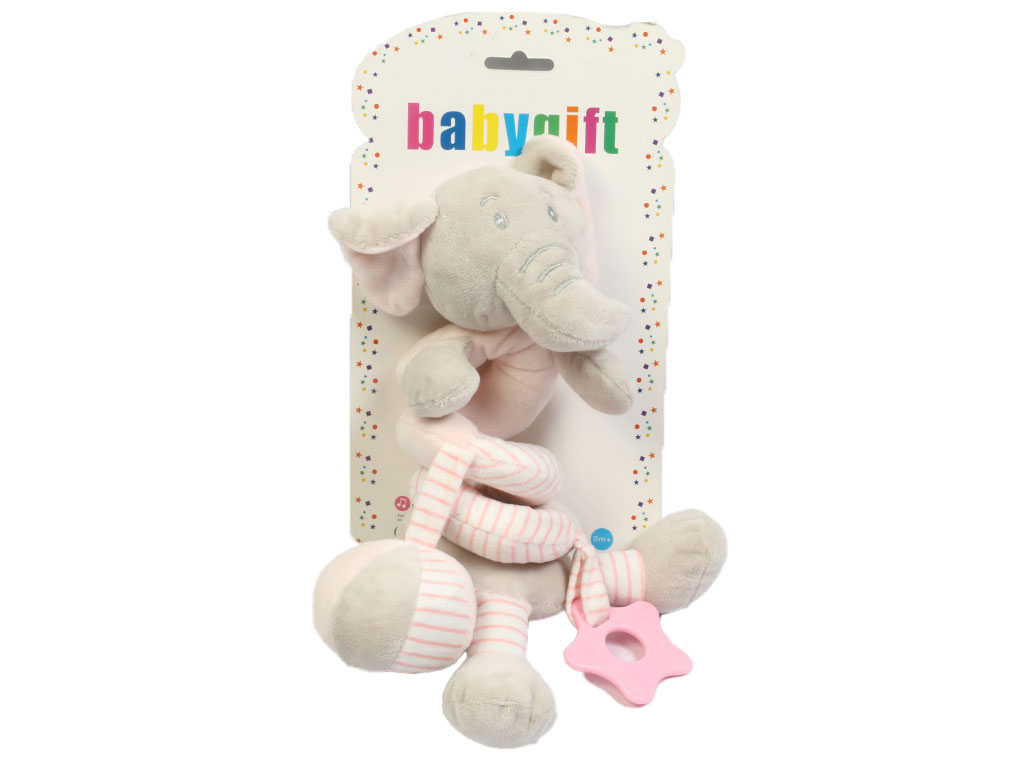 آویز تخت، کالسکه و کریر نوزادی مدل مارپیچ دارای دندانگیر و عروسک پولیشی طرح فیل