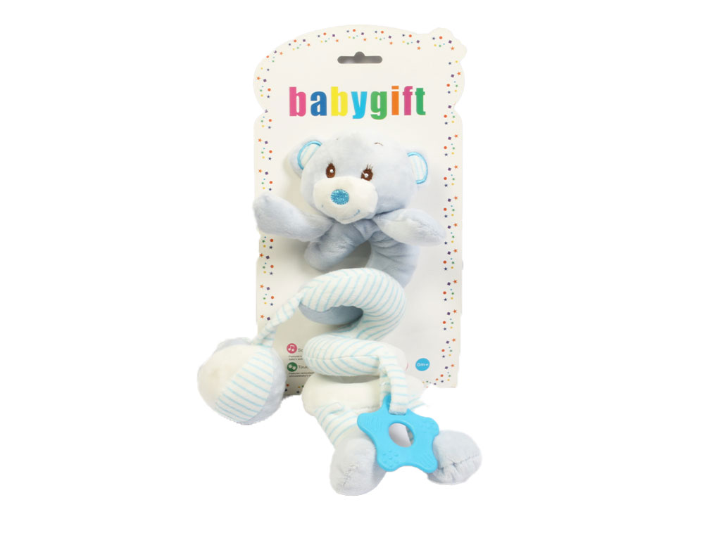 آویز تخت، کالسکه و کریر نوزادی مدل مارپیچ دارای دندانگیر و عروسک پولیشی طرح خرس