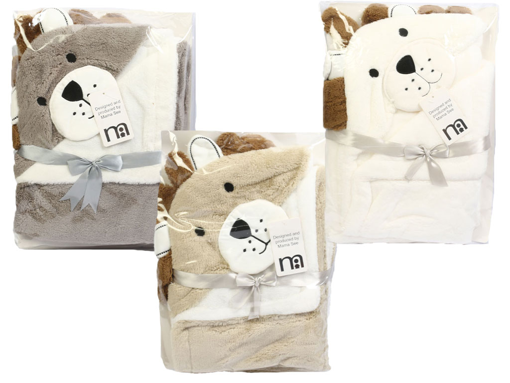 پتو نوزادی پولیشی کلاهدار طرح شیر ماما سی Mama See