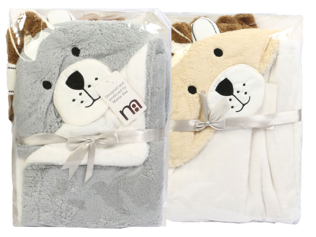 پتو نوزادی پولیشی کلاهدار طرح شیر ماما سی Mama See