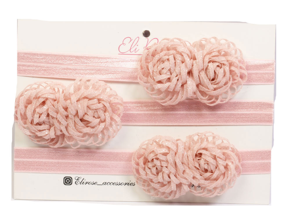 هدبند نوزادی طرح گل برجسته صورتی رنگ