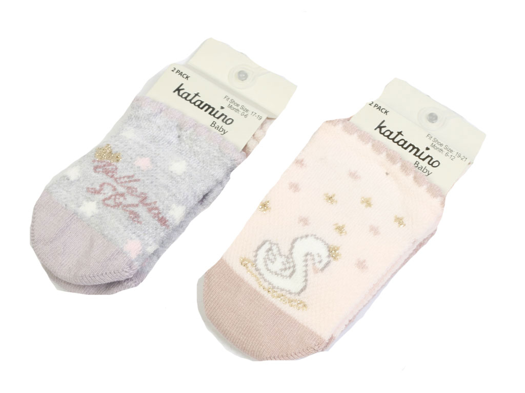 جوراب مچی نوزادی دخترانه دو عددی کاتامینو  katamino
