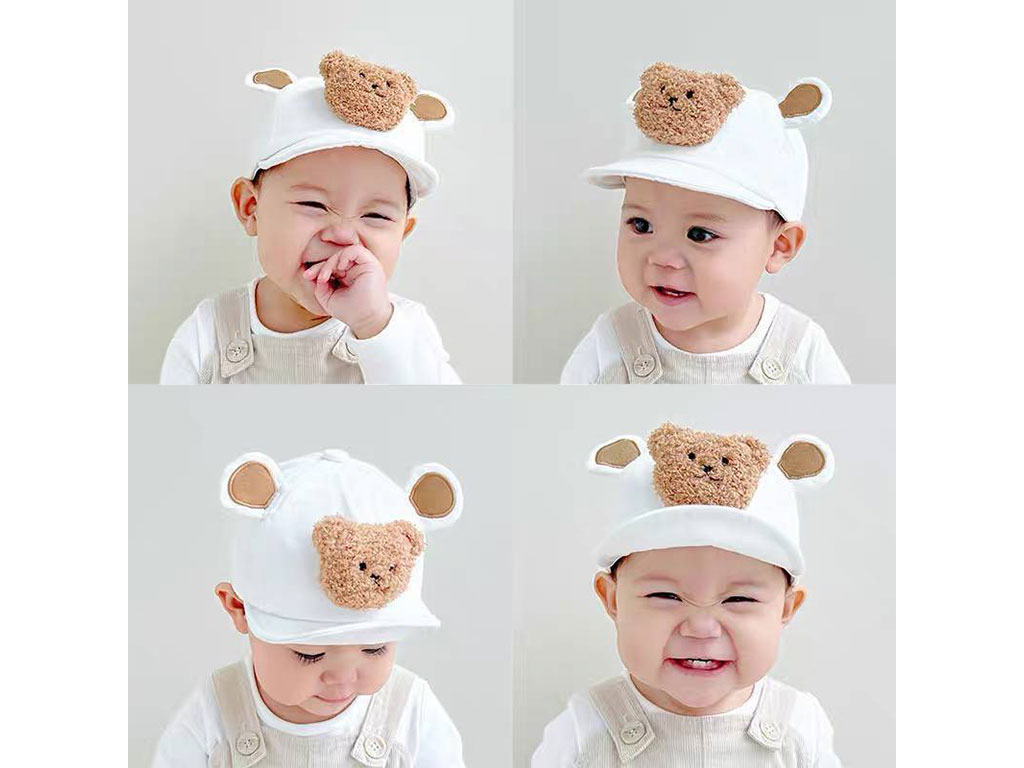 کلاه لبه دار نوزادی طرح خرس تدی برجسته (6-0 ماه)