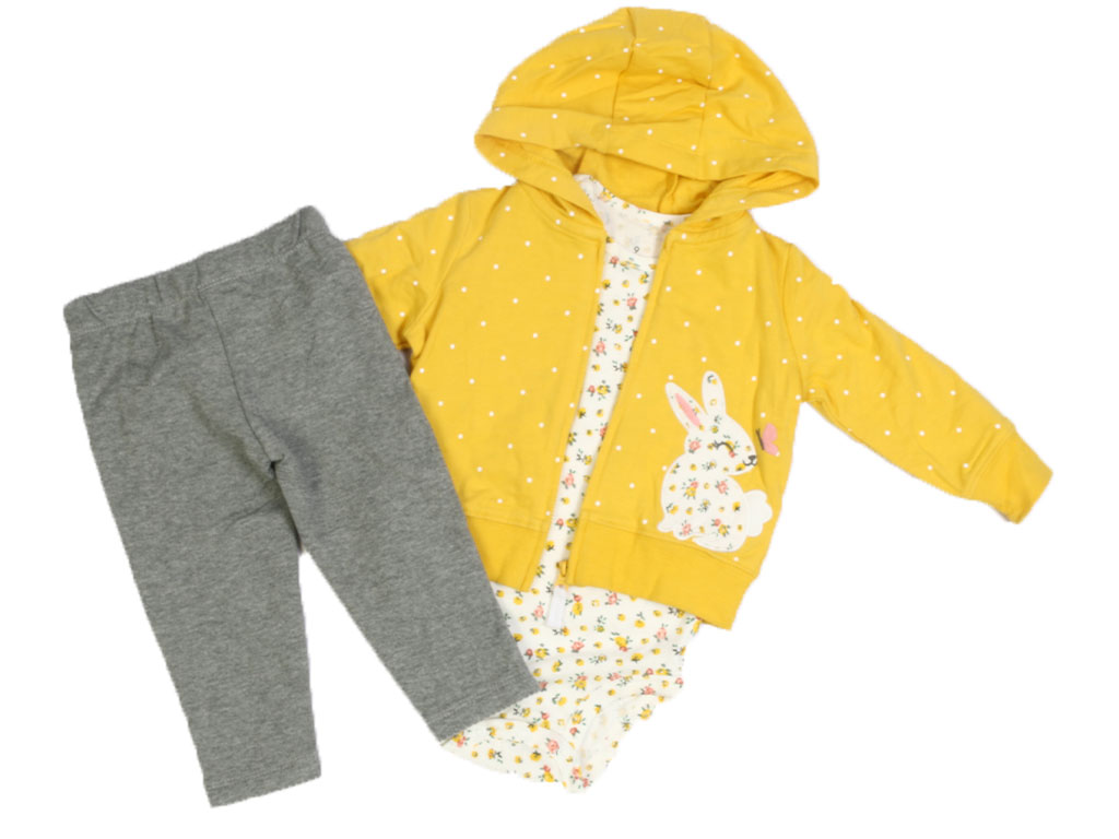 ست سه تکه سویشرت، بادی آستین بلند و شلوار دخترانه نوزادی کارترز carters