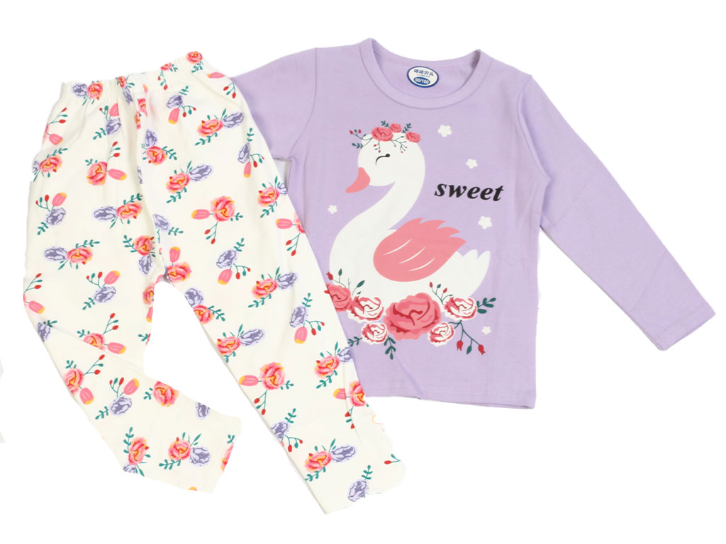 بلوز و شلوار راحتی دخترانه طرح قوی سفید