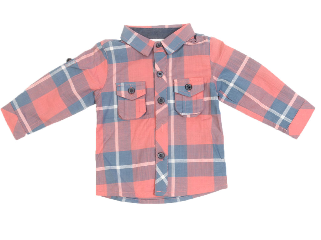 شومیز نوزادی پسرانه طرح چهارخانه رنگی کندی وورد CABDY WORLD