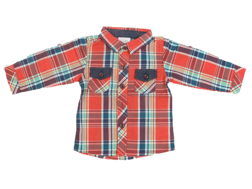 شومیز نوزادی پسرانه طرح چهارخانه رنگی کندی وورد CABDY WORLD