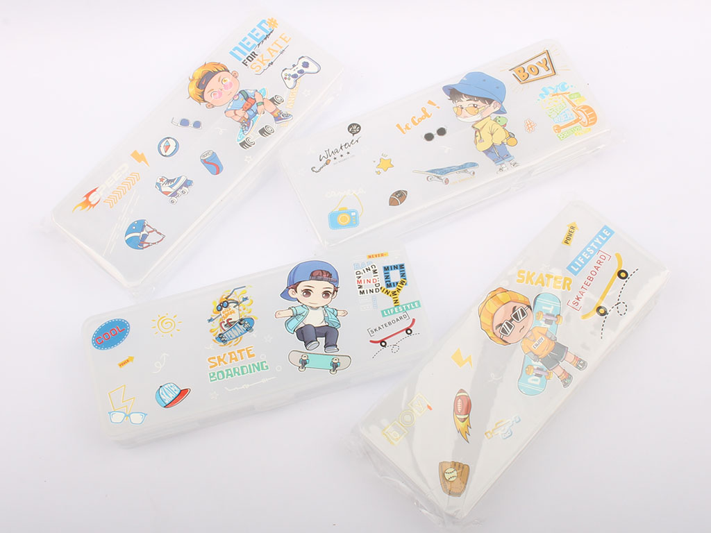 جامدادی کتابی شفاف 2 طرفه طرح دار پسرانه