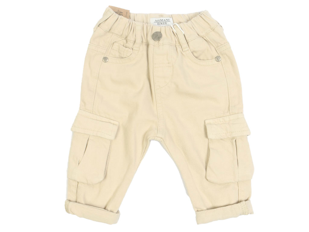 شلوار جین پسرانه مدل کارگو کرم رنگ آرمانی بیبی Armani Baby