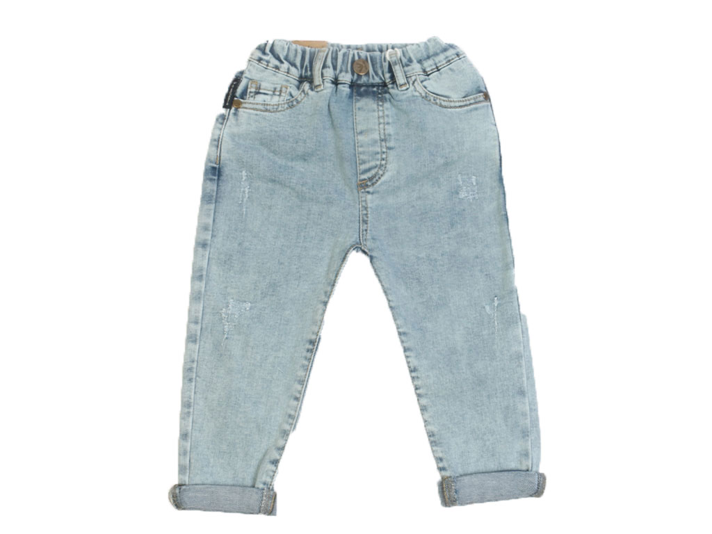 شلوار جین کمرکش بچگانه زاپ دار مدل مام فیت آرمانی بیبی Armani baby