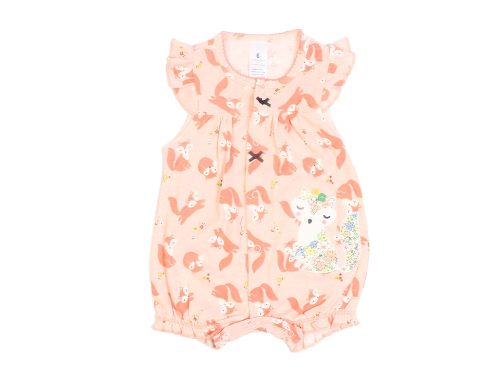 رامپر نوزادی دخترانه گلبهی رنگ طرح روباه کارترز carters