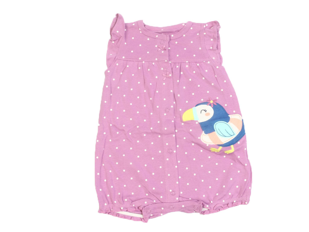 رامپر نوزادی دخترانه رنگ بنفش طرح طوطی کارترز carters