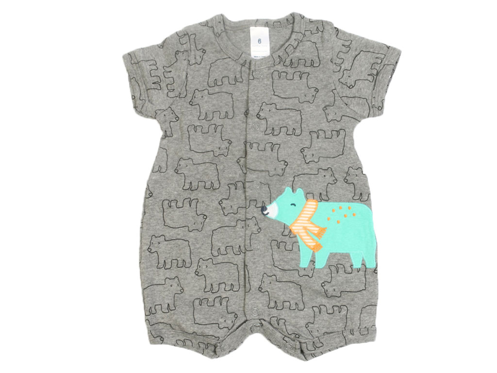 رامپر نوزادی پسرانه طوسی رنگ طرح خرس کارترز carters