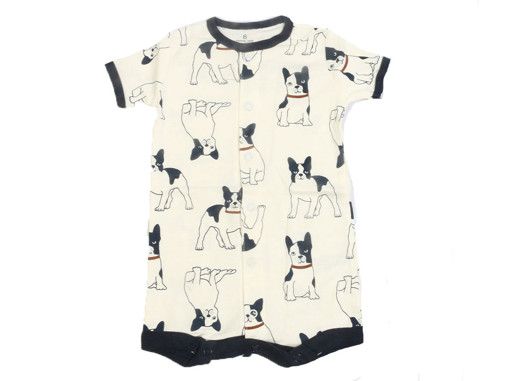 رامپر نوزادی پسرانه شیری رنگ طرح سگ کارترز carters