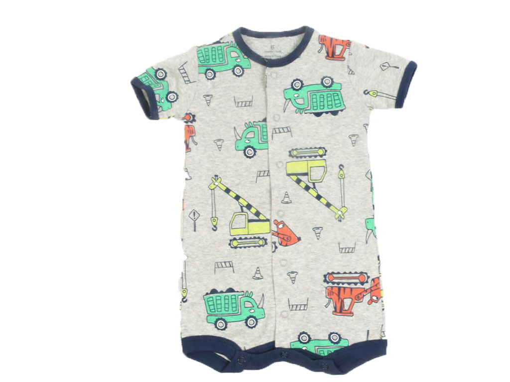 رامپر نوزادی پسرانه طوسی رنگ طرح ماشین کارترز carters