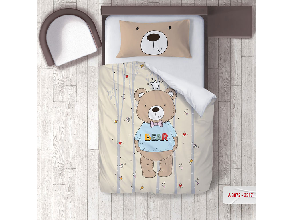 ست خواب نوجوان 4 تکه ست لوازم اتاق کودک با رویه میکرو زیره تترون طرح تدی