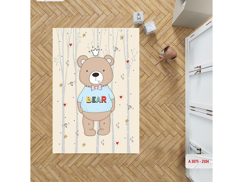 فرش ست لوازم اتاق کودک مدل تیپ 2 (سایز 145*100) طرح تدی