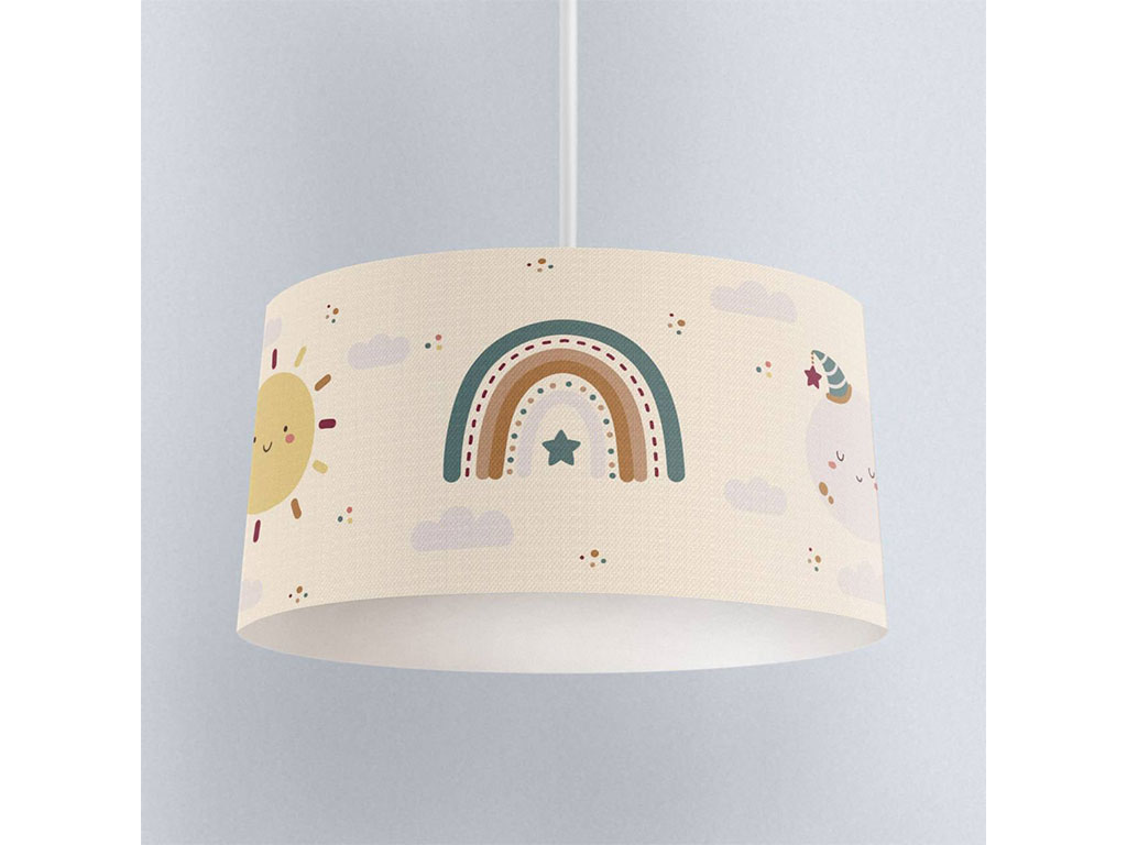 لوستر ست لوازم اتاق کودک قطر 30 سانتی متر طرح ستاره، ماه، خورشید و رنگین کمان