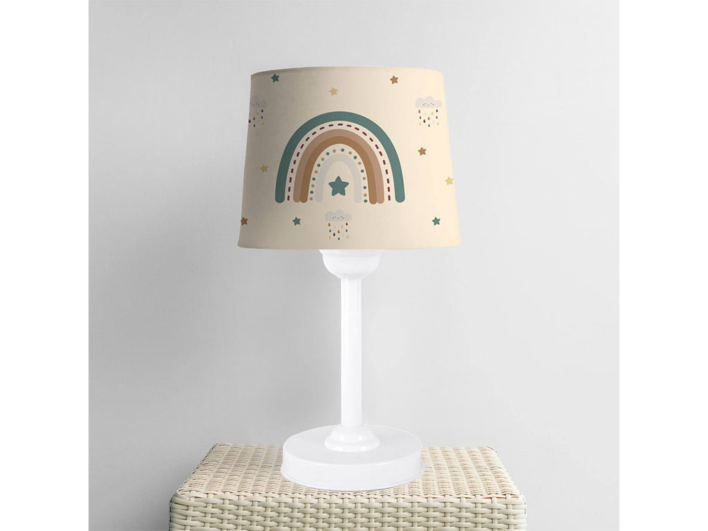 آباژور مخروطی ست لوازم اتاق کودک طرح ستاره، ماه، خورشید و رنگین کمان